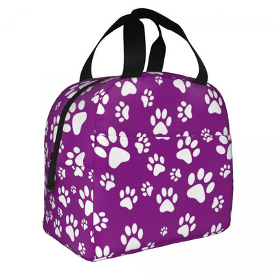 Smeđi uzorak pseće šape Izolirana torba za ručak za žene Prijenosni otisci životinjskih stopala Hladnjak Termalna bento kutija Radne torbe za hranu za piknik