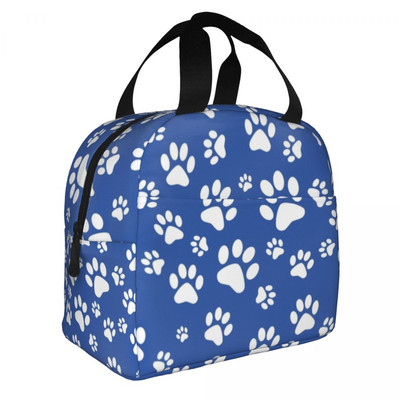 Smeđi uzorak pseće šape Izolirana torba za ručak za žene Prijenosni otisci životinjskih stopala Hladnjak Termalna bento kutija Radne torbe za hranu za piknik