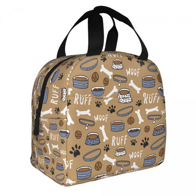 Smeđi uzorak pseće šape Izolirana torba za ručak za žene Prijenosni otisci životinjskih stopala Hladnjak Termalna bento kutija Radne torbe za hranu za piknik