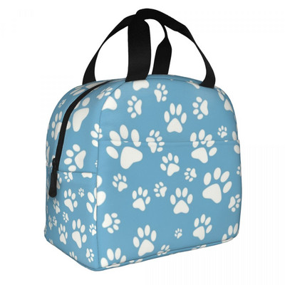 Smeđi uzorak pseće šape Izolirana torba za ručak za žene Prijenosni otisci životinjskih stopala Hladnjak Termalna bento kutija Radne torbe za hranu za piknik