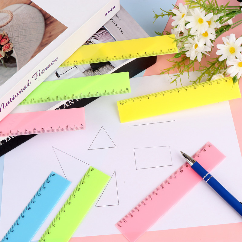 Plastična ravnala od 24 komada, prozirno ravno ravnalo od 6 inča Sigurnosno ravnalo u boji