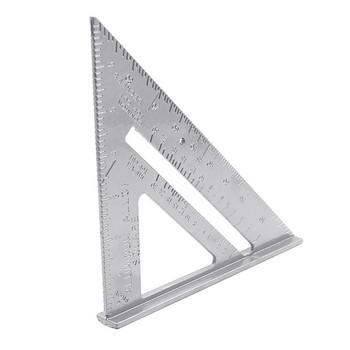 Триъгълна линийка 7-инчова алуминиева сплав Триъгълен ъглов транспортир Измервателна линийка Дървообработващ инструмент Линийка за маркиране и водач за трион Линийка