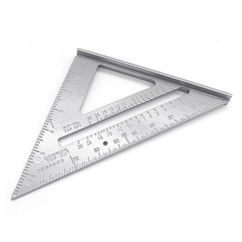Триъгълна линийка 7-инчова алуминиева сплав Триъгълен ъглов транспортир Измервателна линийка Дървообработващ инструмент Линийка за маркиране и водач за трион Линийка