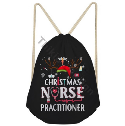 Veseli i svijetli Božić Ruksak s traperom s printom medicinske sestre Traper Izdržljive putne torbe 3D Djed Božićnjak Torbe sa špagom za penjanje Mochila