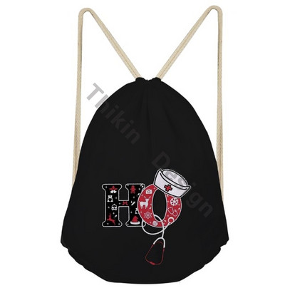 Veseli i svijetli Božić Ruksak s traperom s printom medicinske sestre Traper Izdržljive putne torbe 3D Djed Božićnjak Torbe sa špagom za penjanje Mochila