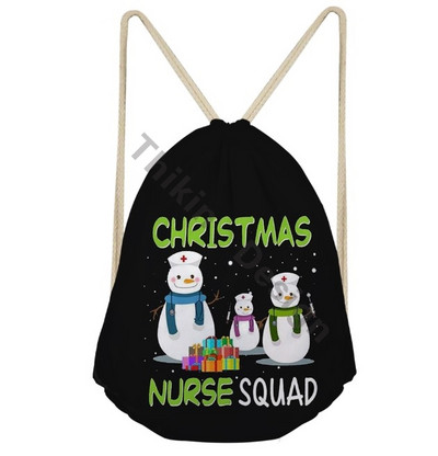 Veseli i svijetli Božić Ruksak s traperom s printom medicinske sestre Traper Izdržljive putne torbe 3D Djed Božićnjak Torbe sa špagom za penjanje Mochila