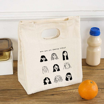 Funny Girls Print Functional Cooler Lunch Box Τσάντες Φορητές μονωμένοι καμβάς Bento Tote Θερμικά ταξίδια για πικ-νικ Θήκη αποθήκευσης τροφίμων