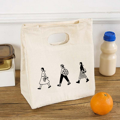 Funny Girls Print Funkcionāls dzesētājs pusdienu kastes somas Pārnēsājams izolēts audekls Bento Tote Thermal Travel Piknika pārtikas uzglabāšanas maisiņš