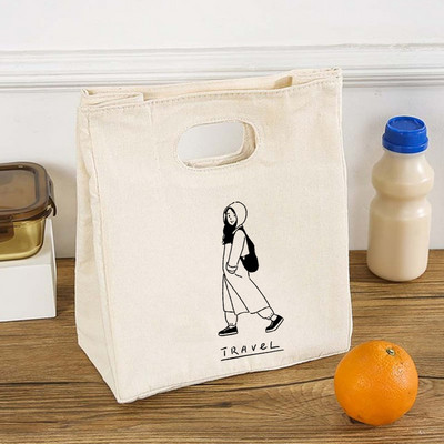 Funny Girls Print Funkcionāls dzesētājs pusdienu kastes somas Pārnēsājams izolēts audekls Bento Tote Thermal Travel Piknika pārtikas uzglabāšanas maisiņš