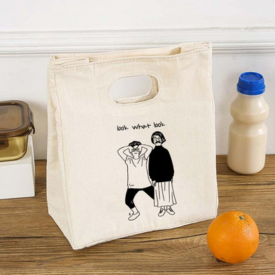 Funny Girls Print Funkcionāls dzesētājs pusdienu kastes somas Pārnēsājams izolēts audekls Bento Tote Thermal Travel Piknika pārtikas uzglabāšanas maisiņš