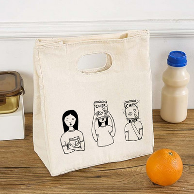 Funny Girls Print Funkcionāls dzesētājs pusdienu kastes somas Pārnēsājams izolēts audekls Bento Tote Thermal Travel Piknika pārtikas uzglabāšanas maisiņš