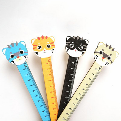 1 db Rajzfilm macska vonalzó Kawaii írószer Patchwork vonalzó Szabályrajzoló iskolai kellékek 15 cm