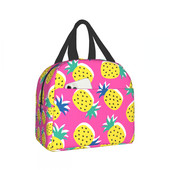 Imiss slatka višekratna izolirana torba za ručak u obliku ananasa, ljetna žuta kutija za rashlađivanje voća s prednjim džepom i patentnim zatvaračem za žene