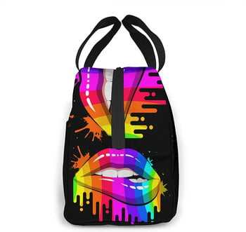 Τσάντα μεσημεριανού γεύματος Rainbow LGBT Pride Lips Tote Bag Insulated Organizer Τσάντα θήκης μεσημεριανού γεύματος για ταξίδια Εργασία Σχολική προπόνηση σε εξωτερικούς χώρους