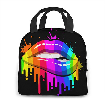 Τσάντα μεσημεριανού γεύματος Rainbow LGBT Pride Lips Tote Bag Insulated Organizer Τσάντα θήκης μεσημεριανού γεύματος για ταξίδια Εργασία Σχολική προπόνηση σε εξωτερικούς χώρους