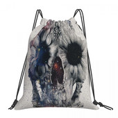 Floral Skull 2 τσάντες με κορδόνια Σακίδια πλάτης υφασμάτινες τσάντες ταξιδιού Ανδρικό σακίδιο πλάτης με κορδόνι