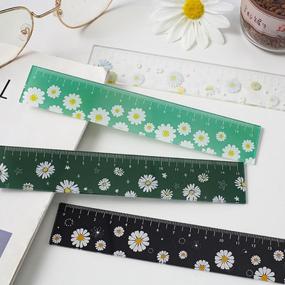 16cm Fresh Style Daisy Flowers Ins Acrylic Straight Ruler Korean Measure Rulers for Students Scrapbooking Diy Supplies