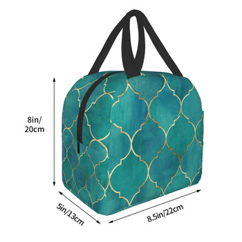 Τσάντα μεσημεριανού γεύματος Imiss Turquoise Quatrefoil Insulated για γυναίκες Ανδρικές χρυσές πέργκολες Μικρό κουτί γεύματος Δοχείο επαναχρησιμοποιήσιμη στεγανή συσκευασία