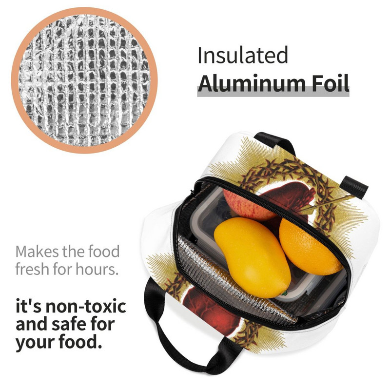 Torba za ručak Presvetog Srca Isusovog Ženske katoličke kršćanske toplinski izolirane kutije za ručak za djecu Torbe za hranu za školsku djecu