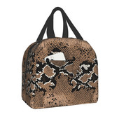 Snake Skin Print Insulated τσάντα μεσημεριανού γεύματος για γυναίκες Αδιάβροχο Snakeskin Animal Texture Thermal Cooler Bento Box Office Work School