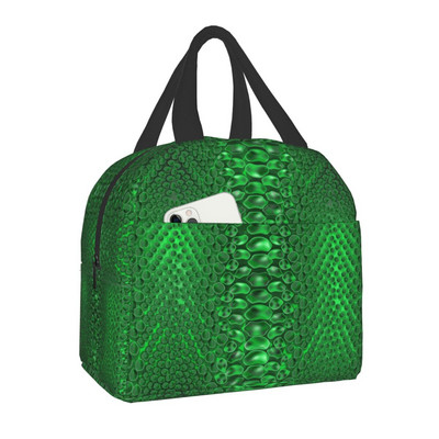 Snake Skin Print Insulated τσάντα μεσημεριανού γεύματος για γυναίκες Αδιάβροχο Snakeskin Animal Texture Thermal Cooler Bento Box Office Work School