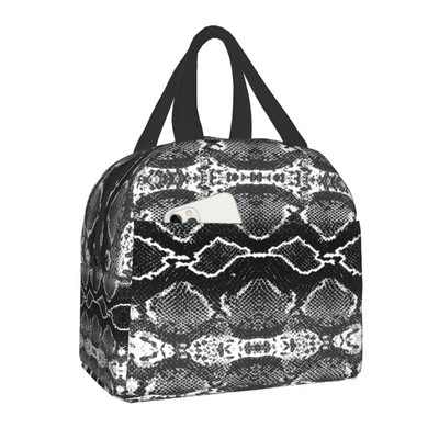 Snake Skin Print Insulated τσάντα μεσημεριανού γεύματος για γυναίκες Αδιάβροχο Snakeskin Animal Texture Thermal Cooler Bento Box Office Work School