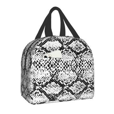 Snake Skin Print Insulated τσάντα μεσημεριανού γεύματος για γυναίκες Αδιάβροχο Snakeskin Animal Texture Thermal Cooler Bento Box Office Work School
