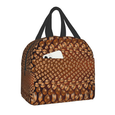 Snake Skin Print Insulated τσάντα μεσημεριανού γεύματος για γυναίκες Αδιάβροχο Snakeskin Animal Texture Thermal Cooler Bento Box Office Work School