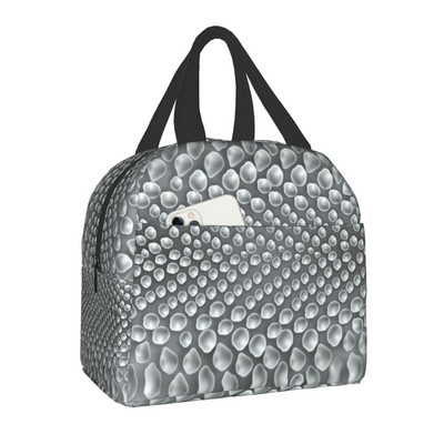 Snake Skin Print Insulated τσάντα μεσημεριανού γεύματος για γυναίκες Αδιάβροχο Snakeskin Animal Texture Thermal Cooler Bento Box Office Work School