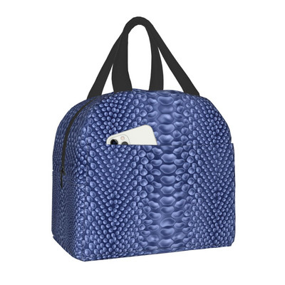 Snake Skin Print Insulated τσάντα μεσημεριανού γεύματος για γυναίκες Αδιάβροχο Snakeskin Animal Texture Thermal Cooler Bento Box Office Work School