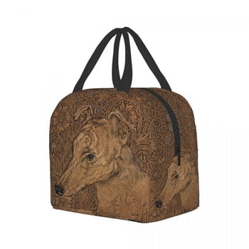 Greyhound On William Morris Marigolds Insulated Lunch Bag για γυναίκες Whippet Dog Cooler Thermal Lunch Box Beach Camping Piknic