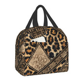 Ethnic Geometric Leopard Print Insolated τσάντα μεσημεριανού γεύματος για γυναίκες Παιδικό σχολείο Δέρμα ζώων Cooler Thermal Lunch Tote Camping Travel