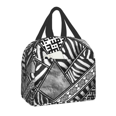 Ethnic Geometric Leopard Print Insolated τσάντα μεσημεριανού γεύματος για γυναίκες Παιδικό σχολείο Δέρμα ζώων Cooler Thermal Lunch Tote Camping Travel