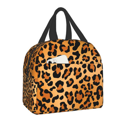 Ethnic Geometric Leopard Print Insolated τσάντα μεσημεριανού γεύματος για γυναίκες Παιδικό σχολείο Δέρμα ζώων Cooler Thermal Lunch Tote Camping Travel