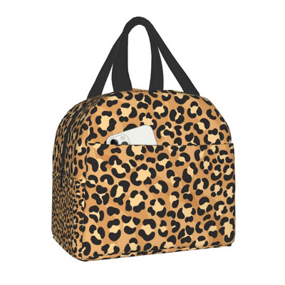 Ethnic Geometric Leopard Print Insolated τσάντα μεσημεριανού γεύματος για γυναίκες Παιδικό σχολείο Δέρμα ζώων Cooler Thermal Lunch Tote Camping Travel