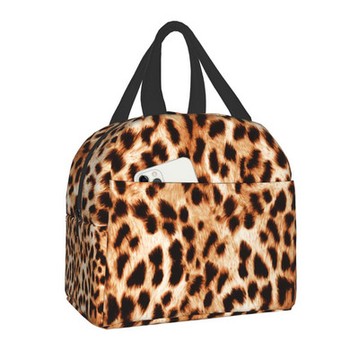Ethnic Geometric Leopard Print Insolated τσάντα μεσημεριανού γεύματος για γυναίκες Παιδικό σχολείο Δέρμα ζώων Cooler Thermal Lunch Tote Camping Travel