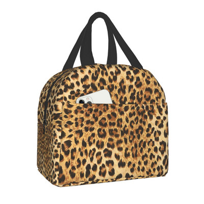 Ethnic Geometric Leopard Print Insolated τσάντα μεσημεριανού γεύματος για γυναίκες Παιδικό σχολείο Δέρμα ζώων Cooler Thermal Lunch Tote Camping Travel
