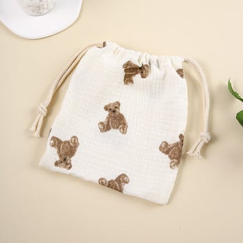 Cute Bear Drawstring τσάντα Βαμβακερά είδη πρώτης ανάγκης για μωρά Τσάντα πάνας Καλλυντικά χαρτικά Τσάντες κορδονιών κορδόνι πουγκί κοσμήματα Organizer