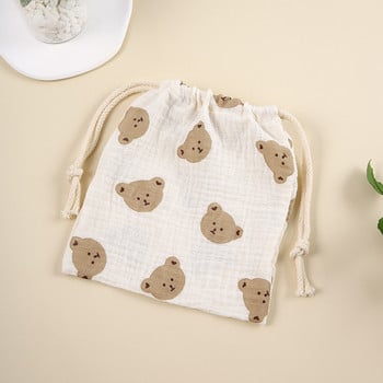 Cute Bear Drawstring τσάντα Βαμβακερά είδη πρώτης ανάγκης για μωρά Τσάντα πάνας Καλλυντικά χαρτικά Τσάντες κορδονιών κορδόνι πουγκί κοσμήματα Organizer