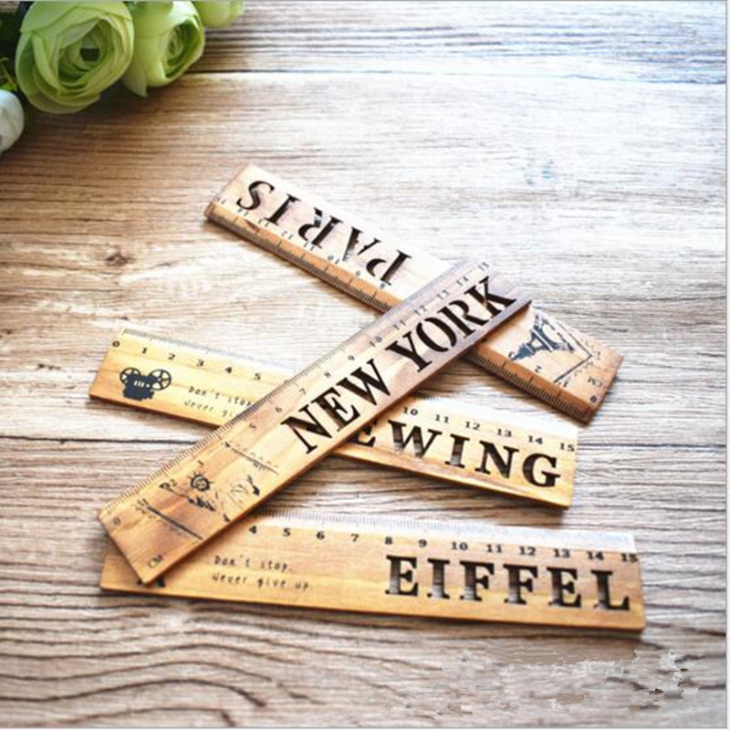 1 KOM Retro europsko šuplje drveno ravnalo Alat za mjerenje Školski uredski pribor Escolar