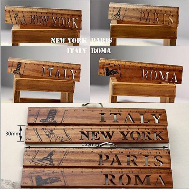 1 KOM Retro europsko šuplje drveno ravnalo Alat za mjerenje Školski uredski pribor Escolar