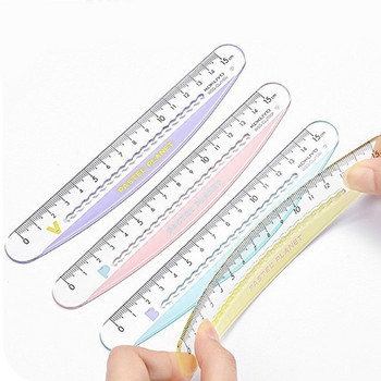 15 см линийка Симпатична цветна вълнообразна линия Мащаб Прозрачна права линия Правило Офис Училищни инструменти за измерване Линийка за рисуване на ученик