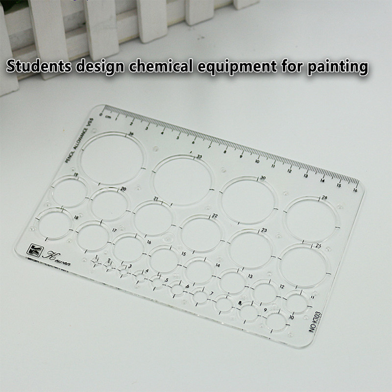 Átlátszó vonalzó méret Hordozható vonalzók Többfunkciós mérőeszköz sablon Kör stencil Iskolai irodai 2. típus