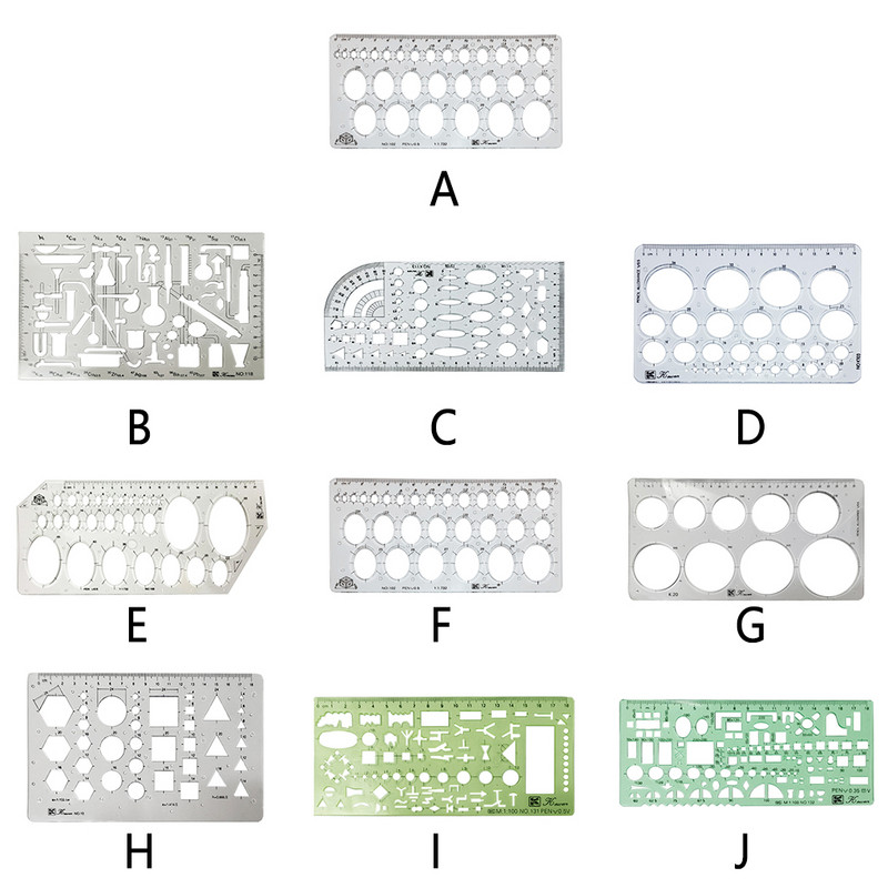 Átlátszó vonalzó méret Hordozható vonalzók Többfunkciós mérőeszköz sablon Kör stencil Iskolai irodai 2. típus