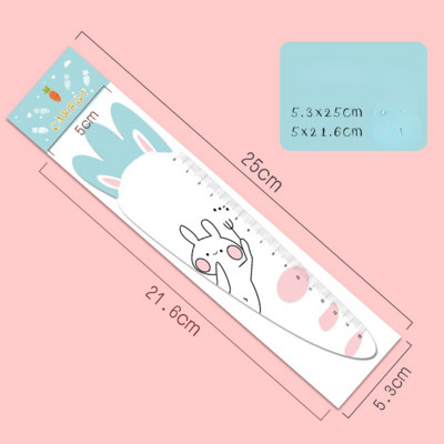 1 vnt Mielos 15 cm rožinės baltos triušio morkos minkštos lanksčios magnetinės tiesios liniuotės piešimui matavimo liniuotei mokiniams raštinės reikmenys