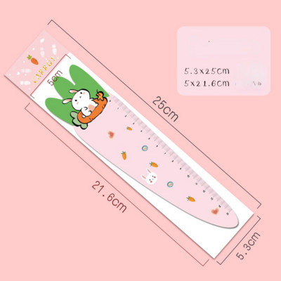 1 vnt Mielos 15 cm rožinės baltos triušio morkos minkštos lanksčios magnetinės tiesios liniuotės piešimui matavimo liniuotei mokiniams raštinės reikmenys