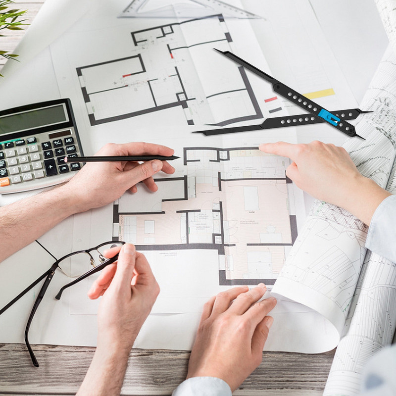 10 tolli reguleeritavad kompassid joonlaud proportsionaalse skaala jaguri nihiku joonistustööriist kunstnikele Arhitekt joonistab kunstiplastist