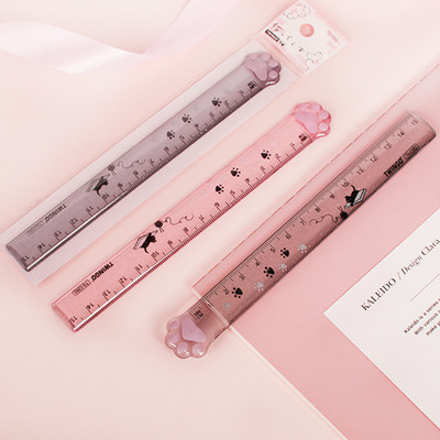 Slatka mačja kandža Kreativno 15 cm prozirno plastično ravnalo Mjerno ravnalo Kawaii Student Školski uredski pribor Slatki pribor