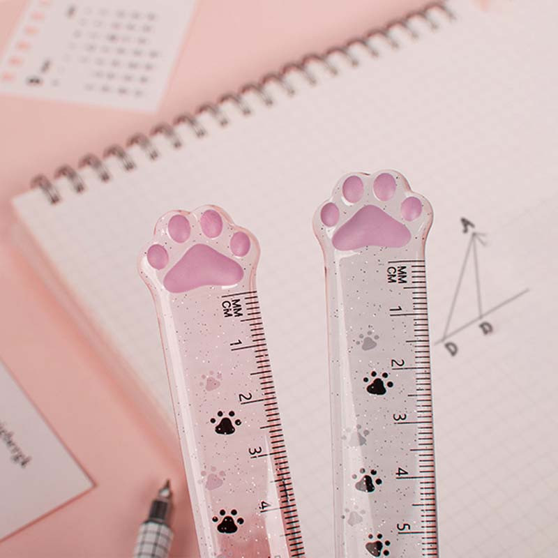 Slatka mačja kandža Kreativno 15 cm prozirno plastično ravnalo Mjerno ravnalo Kawaii Student Školski uredski pribor Slatki pribor
