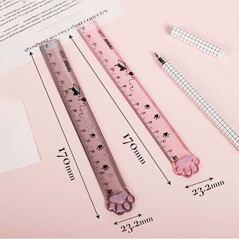 Slatka mačja kandža Kreativno 15 cm prozirno plastično ravnalo Mjerno ravnalo Kawaii Student Školski uredski pribor Slatki pribor